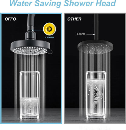 OFFO Shower Head, High Pressure Shower Head with 6 Mode, Fixed Showerheads for Strong Water Flow & Relaxing Shower Experience, Chrome