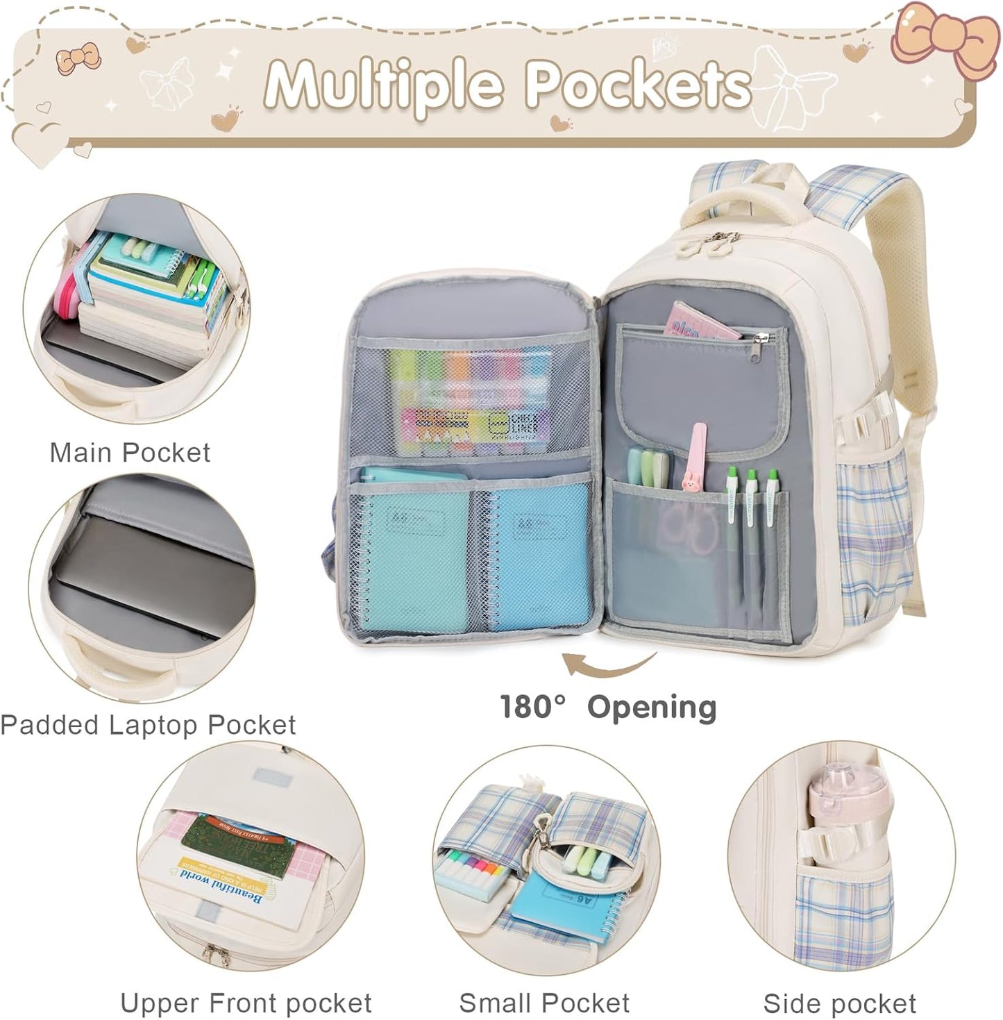ACESAK Girls Backpack - 3PCS Backpack for Girls Cute School Backpacks for Girls Kindergarten