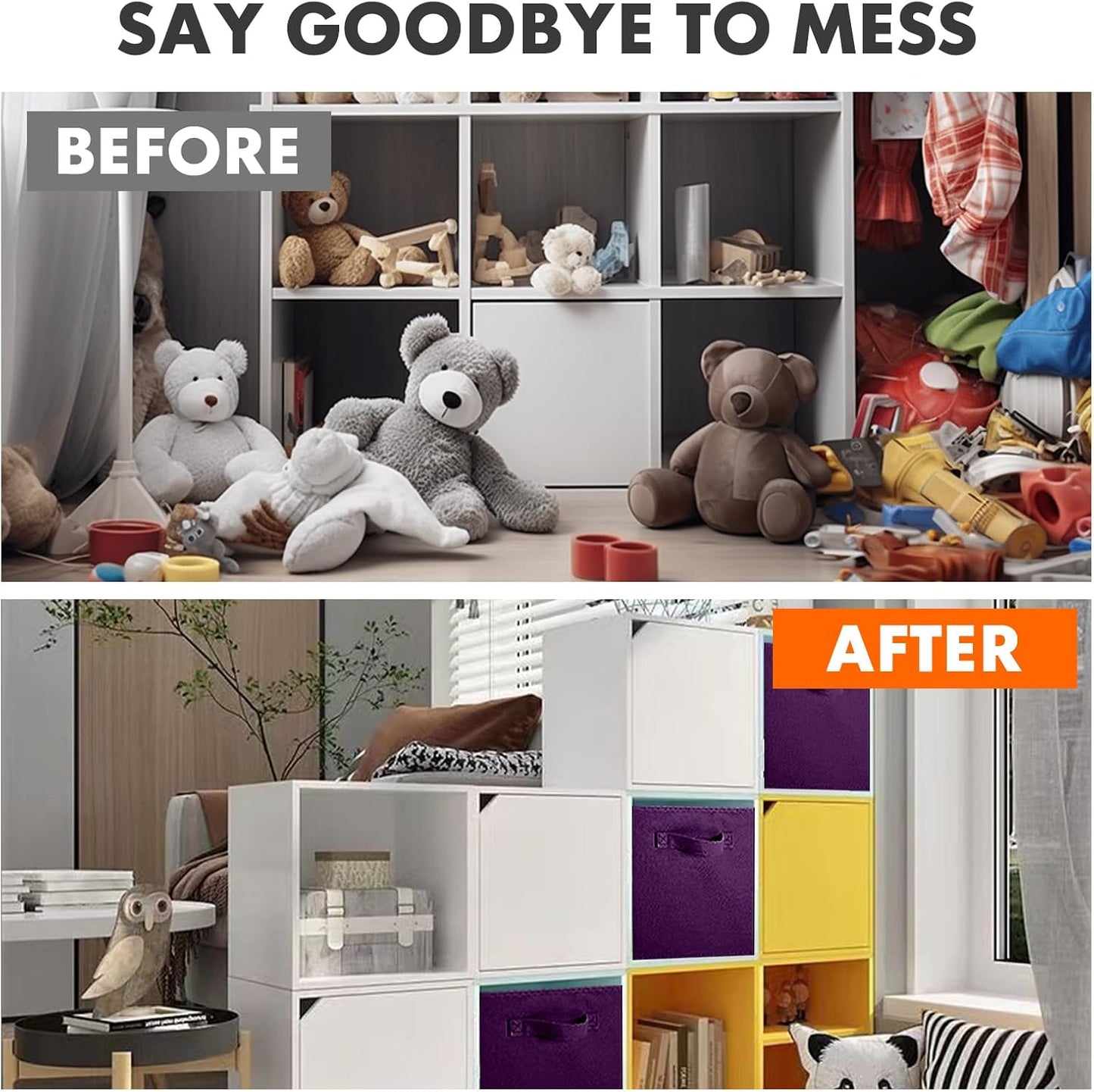 ShellKingdom Storage Bins, Foldable Fabric Storage Cubes And Cloth Organizer Drawer For Closet And Toys, 6 Pack (Lavender+Light Blue+Pink)