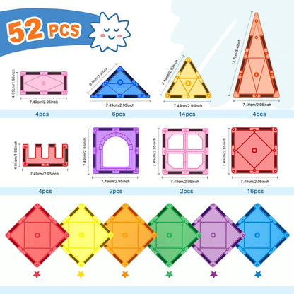 Magnetic Tiles Building Blocks 102pcs Advanced Set STEM Toys for 3+ Year Old Boys and Girls Montessori Toys Toddler Kids Activities Games Christmas New Year Gifts Classroom Must Haves School Supplies