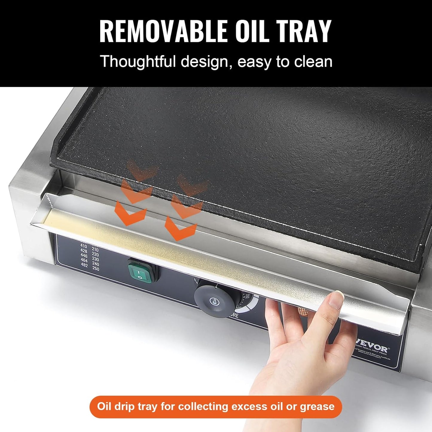 VEVOR 7 IN 1 Electric Contact Grill,1800W Indoor Panini Press Griddle,Stainless Steel Teppanyaki Grill with Nonstick&Removable Iron Plate, 0-446℉ Adjustable Temp Control,LCD Display,110V
