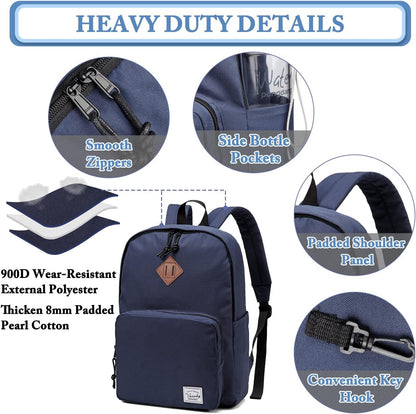 VASCHY Lightweight School Backpack for Women with Sleeve for 14" Laptop