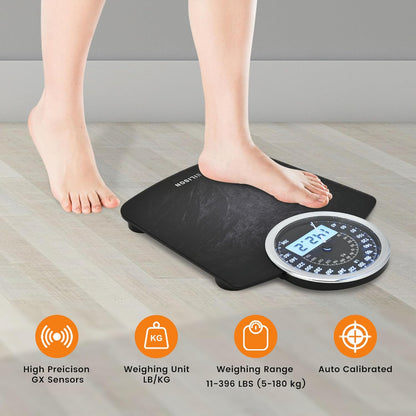 EILISON Highly Advance 2-in-1 Digital & Analog Weighing Scale for Body Weight-400lbs, 4 High Precison GX Sensor Accurate, Thick Tempered Glass, Extra Large Display (White)