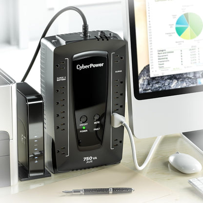 CyberPower AVRG900LCD Intelligent LCD UPS System, 900VA/480W, 12 Outlets, AVR, Compact