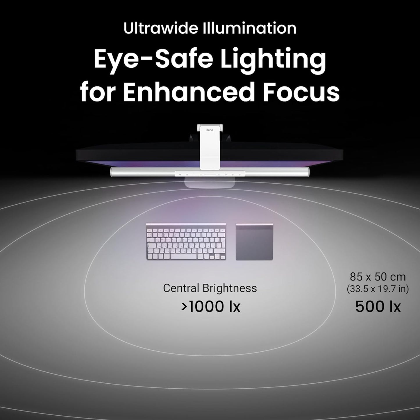 BenQ ScreenBar Pro LED Monitor Light (Silver)/Ultrawide Illumination/Motion Sensor/Adjustable Brightness and Color Temperature/Eye-Care Light Bar/No Screen Glare/Space Saving/Curved Monitors/USB-C
