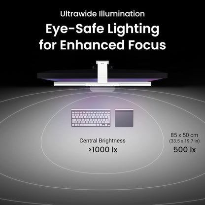 BenQ ScreenBar Pro LED Monitor Light (Silver)/Ultrawide Illumination/Motion Sensor/Adjustable Brightness and Color Temperature/Eye-Care Light Bar/No Screen Glare/Space Saving/Curved Monitors/USB-C
