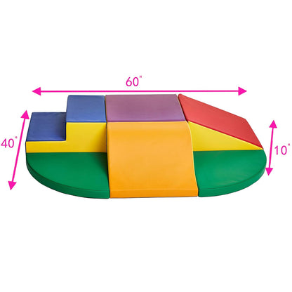 Amazon Basics Soft Play Wall Climb and Slide for Kids, Indoor Climbing Foam, Medium, 6-Piece (Red, Green, Blue, Yellow, Purple, Orange)