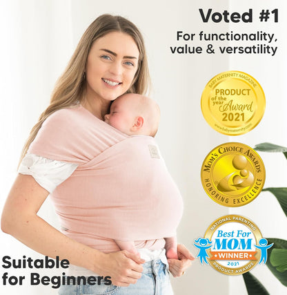 KeaBabies Baby Wrap Carrier - All in 1 Original Baby Carrier Newborn To Toddler Sling, Easy to Wear, Hands Free Bonding, Lightweight, Breathable Infant Wraps (Trendy Black)