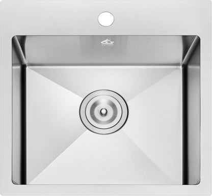 Yutong 16" x 20" Top-Mount/Drop in SS304 Stainless Steel Kitchen Black Sink Single Bowl Without Grid