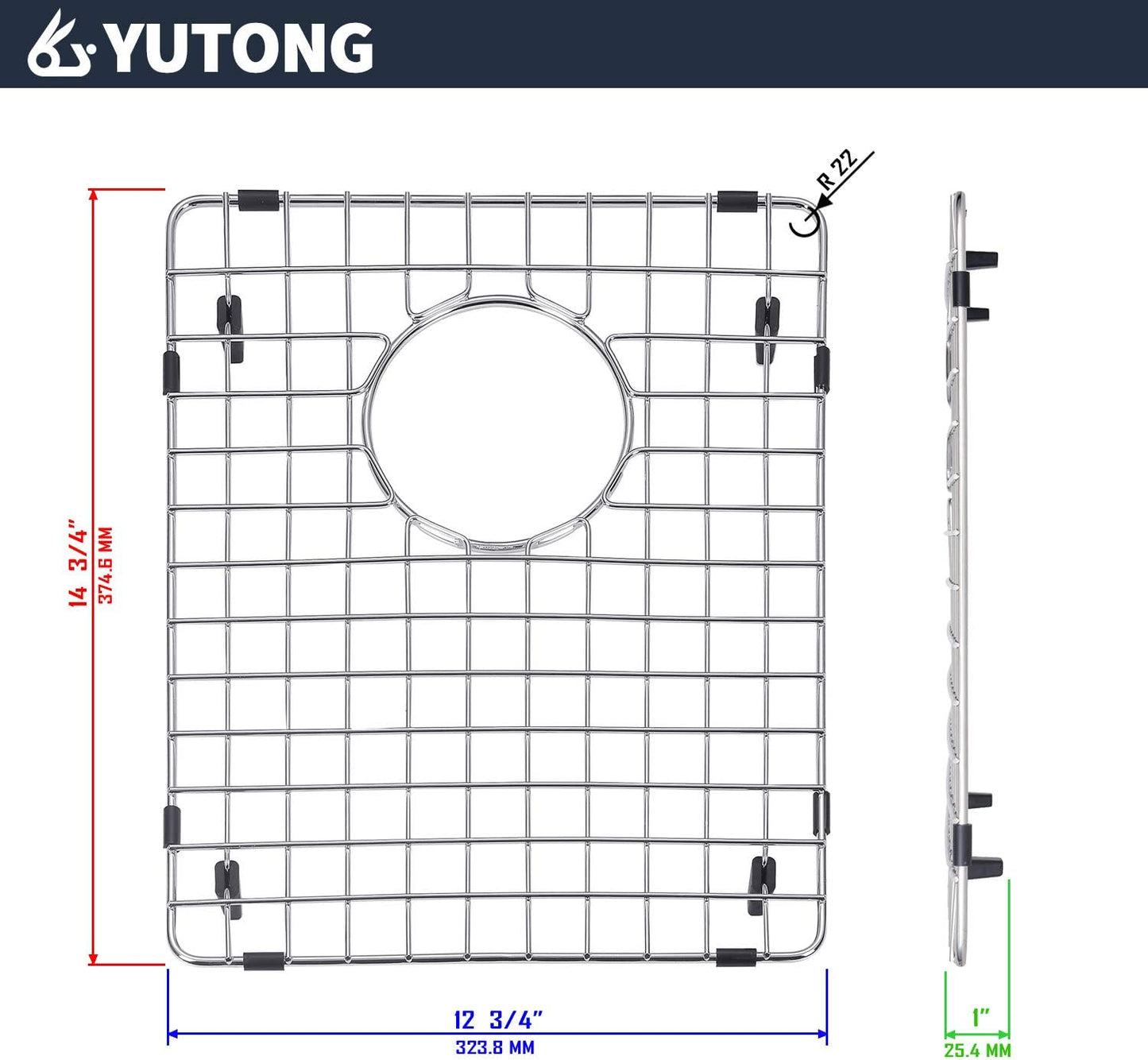 Yutong Kitchen Stainless Steel Sink Bottom Grid with Small Rounded Corner (27.5" x 15.5")