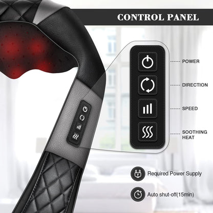 Neck Massager with Heat, Shiatsu Back Neck and Shoulder Massager - Gifts for Women/men/Mom/Dad - Electric Deeper Tissue 4D Kneading Massage, Use at Home, Office, Car