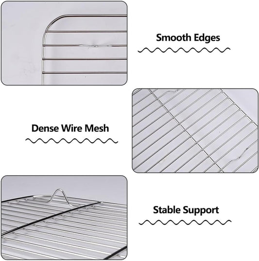 Baking Sheet with Rack Set, 11 inch Stainless Steel Baking Pan Tray Cookie Sheet with Cooling Rack, for Cookies/Baking/Steak, Rust-Free, Easy Clean & Dishwasher Safe - PuriLite