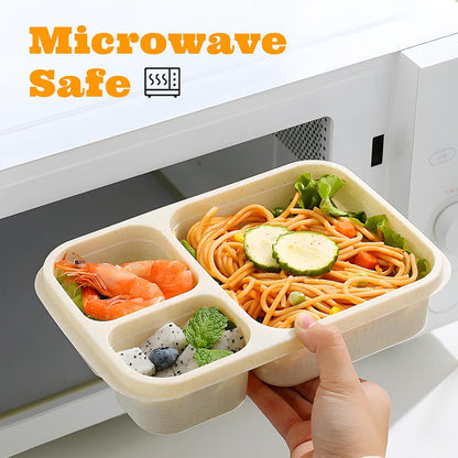 4 Pack Bento Box Lunch Boxes, BPA-Free Reusable Snack Box Containers for Kids Adults, 3 Compartment Meal Prep Containers with Lids, Stackable for School, Work, and Travel (Multicolor-3Compartments)