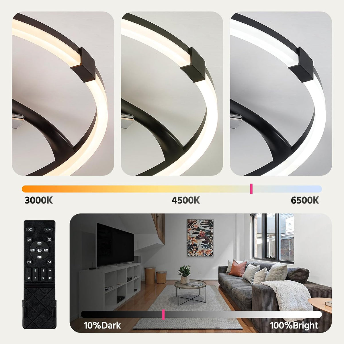 20 Inch Fandelier Ceiling Fan with Lights and Remote Black