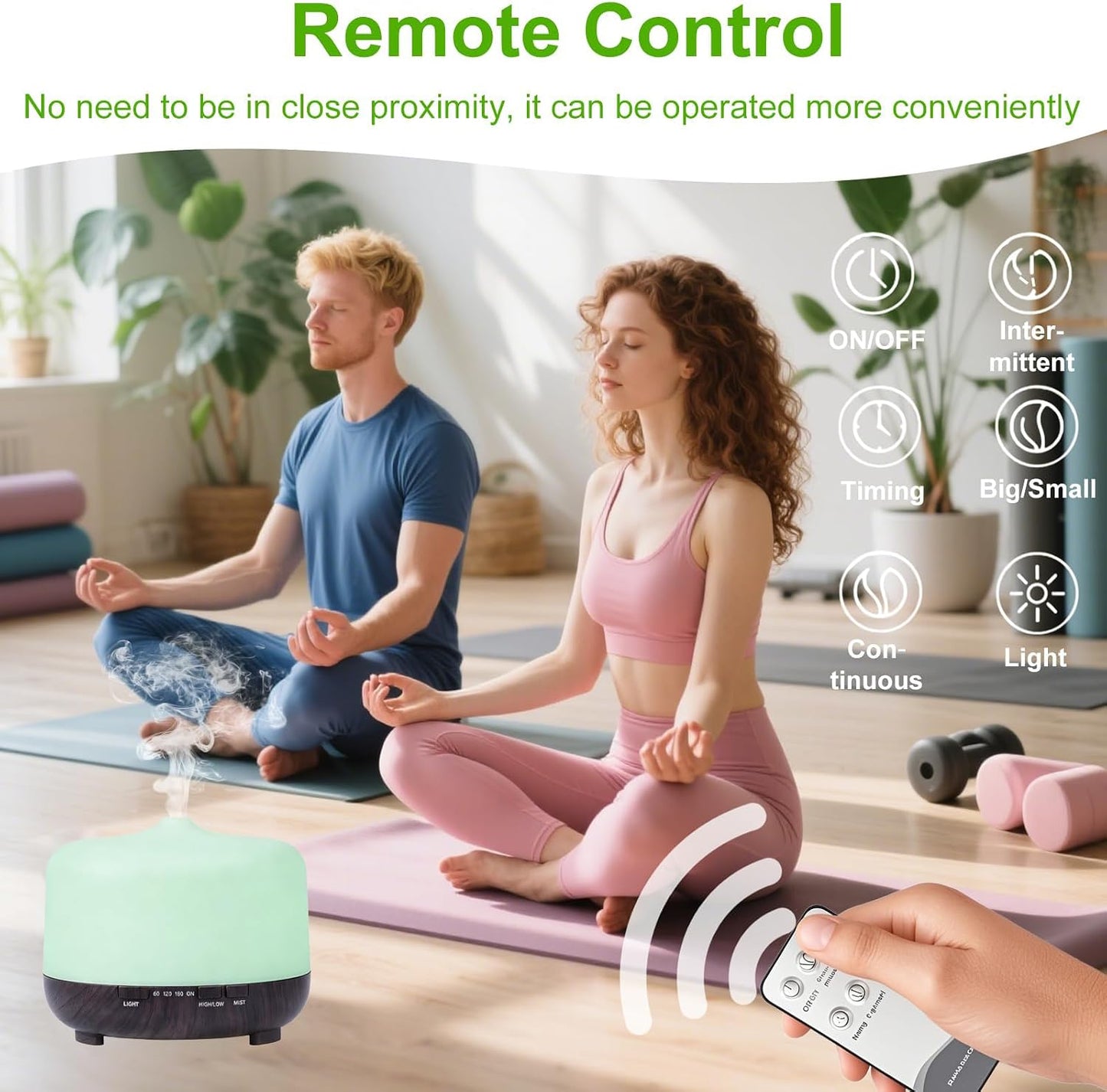 Multifunctional Essential Oil Diffuser - 500ML Aromatherapy Diffuser with Remote Control Two Mist Modes Humidifier Eight LED Lights Auto Shut-Off Safety Switch for Home Bedroom Office