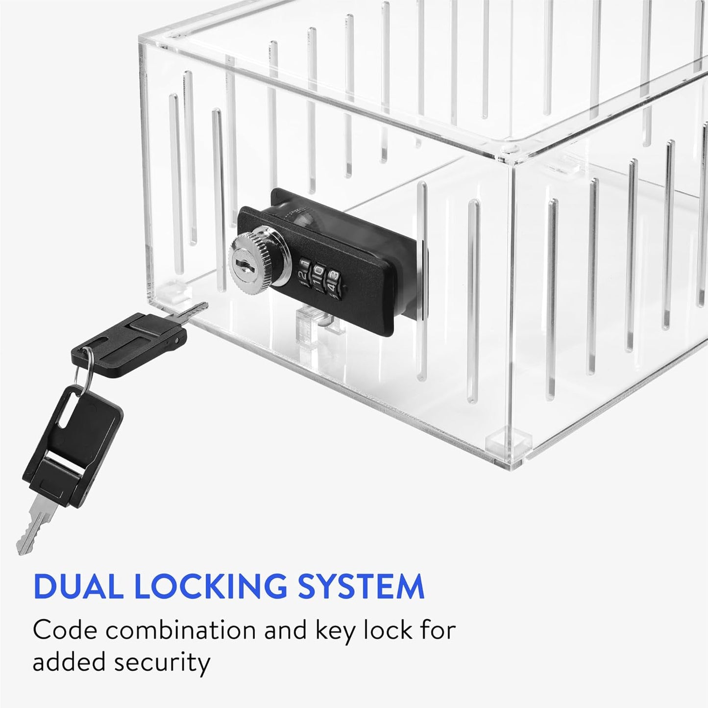 Fortstrong Thermostat Lock Box - Security AC Cover with Dual Combination and Key Locks - Air Conditioner Temperature Control Lockable Boxes - Locking Covers for Thermostats on Wall