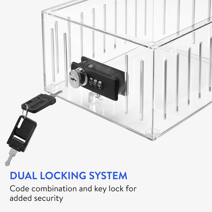 Fortstrong Thermostat Lock Box - Security AC Cover with Dual Combination and Key Locks - Air Conditioner Temperature Control Lockable Boxes - Locking Covers for Thermostats on Wall