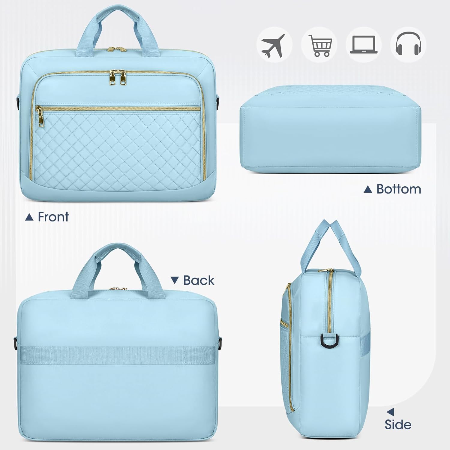 Laptop Bag 17 Inch Laptop Briefcase for Women Waterproof Computer Messenger Bag Professional Laptop Case for Business Work - PuriLite