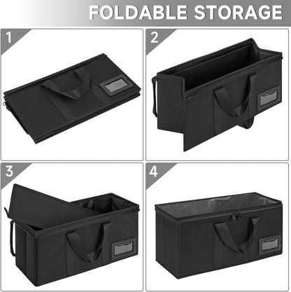 4 Pack-DVD Storage Boxes, PVC Clear Lid, DVD Case Holder Organizer with Index Labels-15.4"x 5.5"x 7.9" DVDs Storage Holder Bags for DVDs, CDs, Video Games, Books, Each Hold up to 25 DVDs Jewel Cases