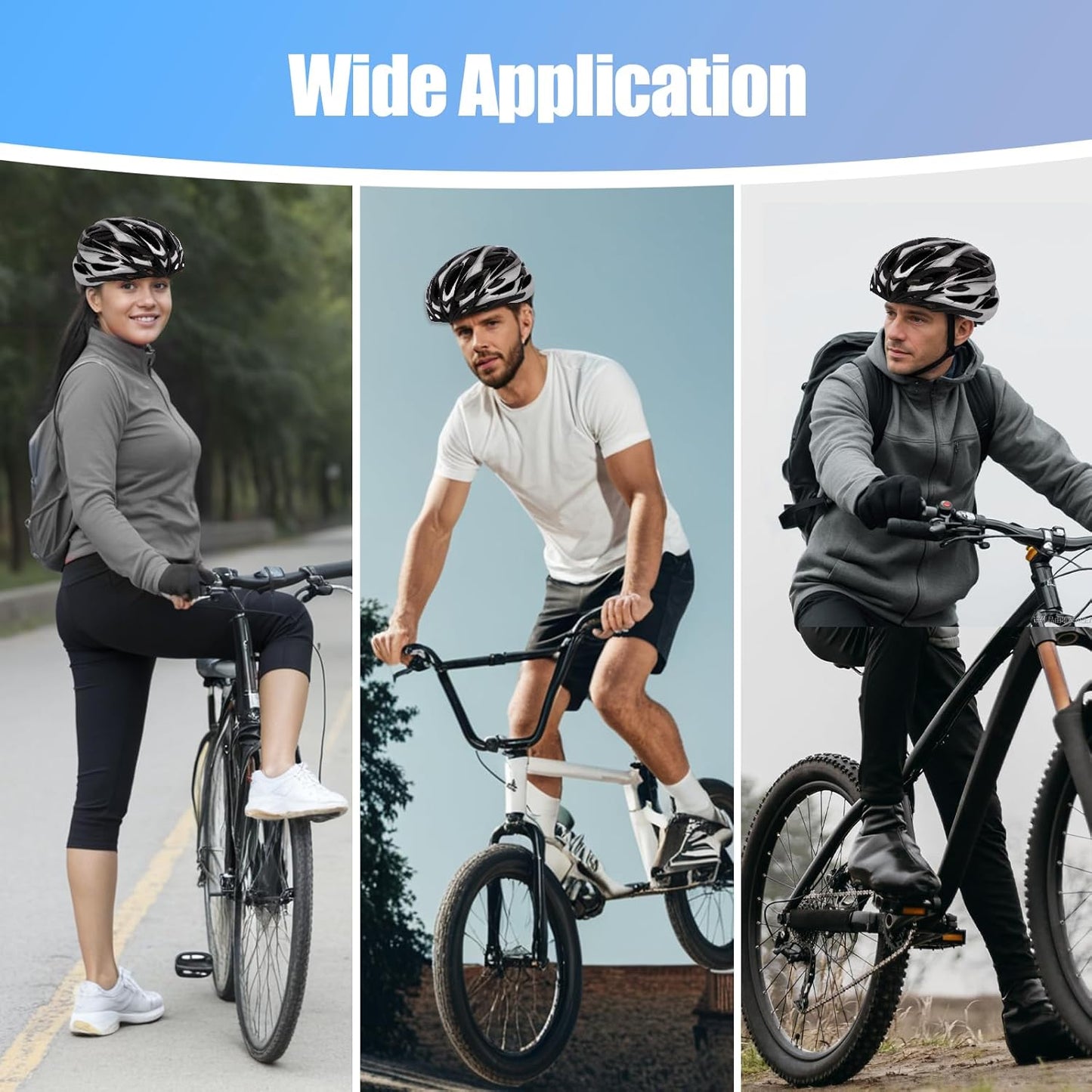 Oshhni Helmet for Women Men Bicycle Helmet Bike Helmet for Skateboarding Outdoor Climbing Biking Commuting - Black White