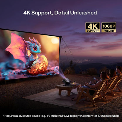 Aurzen Boom mini Google TV 4K Supported Smart Projector with WiFi and Bluetooth, Outdoor & Home Movie Projector with 20W Speakers DoIby Audio, Real-Time Focus & Keystone, 500 ANSI Lumens, Black