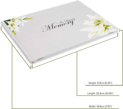 Customoffi Funeral Guest Book – Best for Memorial Service, Registry Book, Condolence and Bereavement Book – Classic and Elegant with 15 Sheets for Names and Memories