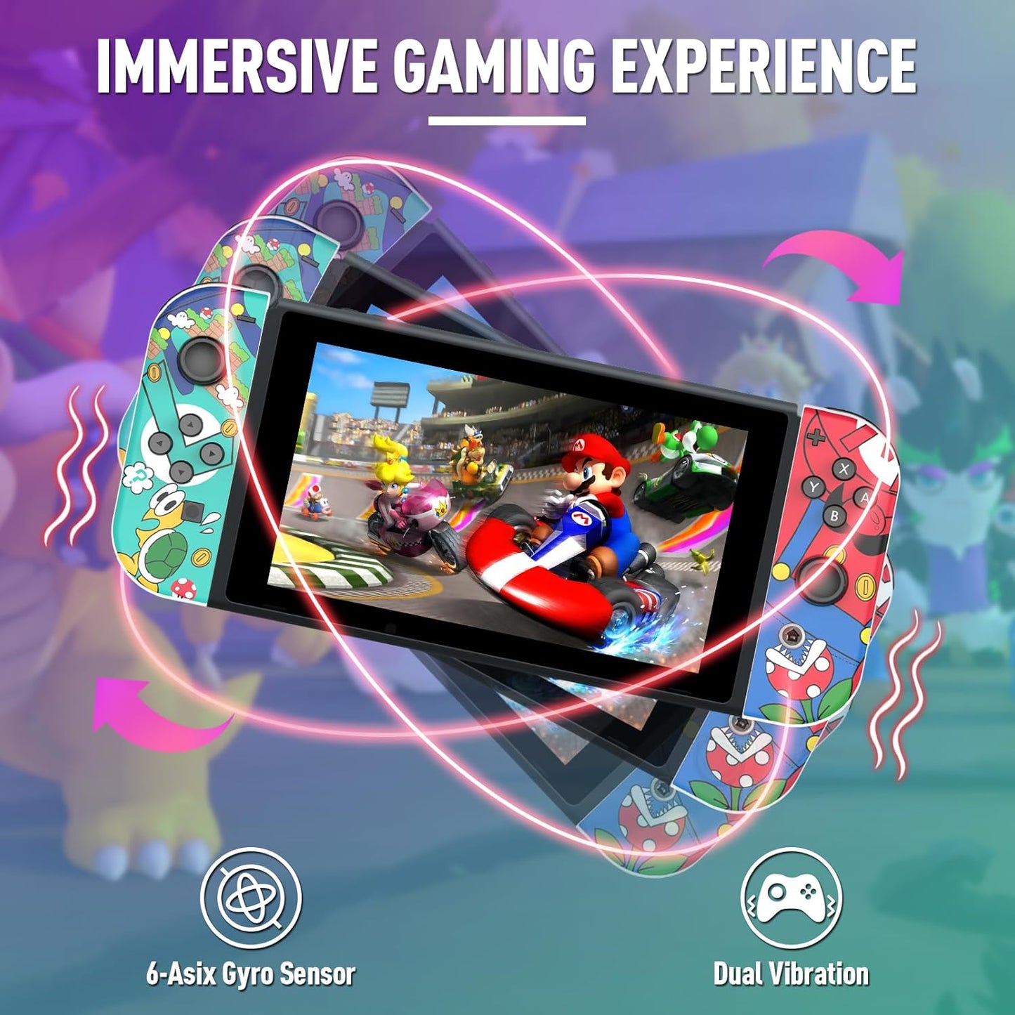 Switch Controller Compatible with Switch/OLED/Lite, Switch Joypad Replacement Controller, Left and Right Wireless Switch Handheld Controller