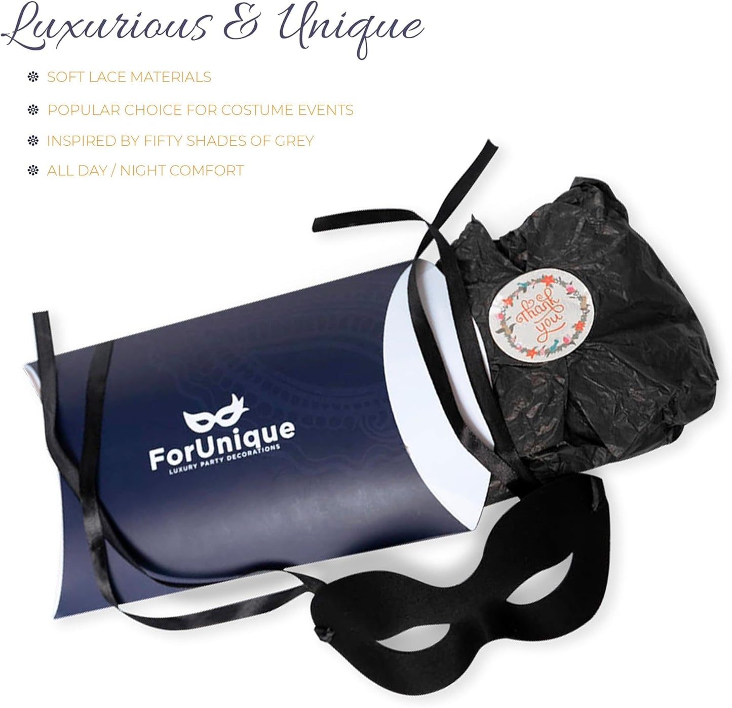 Masquerade Mask for Couples Women and Men - 2 Pack Venetian Gold and Black Lace, Mardi Gras Mask