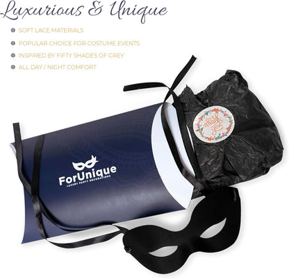 Masquerade Mask for Couples Women and Men - 2 Pack Venetian Gold and Black Lace, Mardi Gras Mask