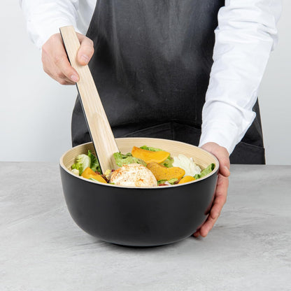 Restaurantware-Bambuddha 15 Ounce Small Salad Bowl, 1 Heavy-Duty Round Salad Bowl - Sustainable, Reusable, Black Bamboo Serving Dish, for Serving Salads, Fruits, and Appetizers