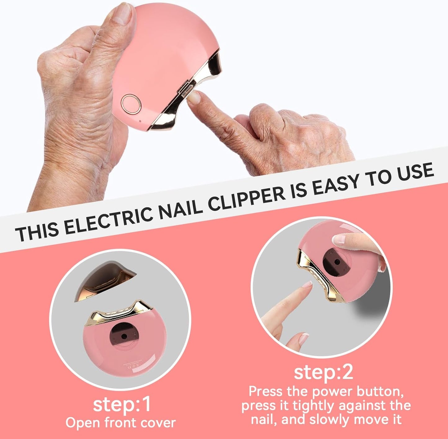 Electric Nail Clipper, Anti Splatter Rechargeable Automatic Nail Clipper Fingernail Clipper Nail Scissors Gift Fingernail Trimmer Fingernail Cutter for Children Seniors Adults