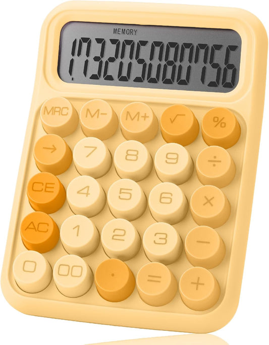 Mr. Pen- Mechanical Switch Calculator, 12 Digits, Large LCD Display, Orange With Big Buttons, Desktop, Cute and Aesthetic Design
