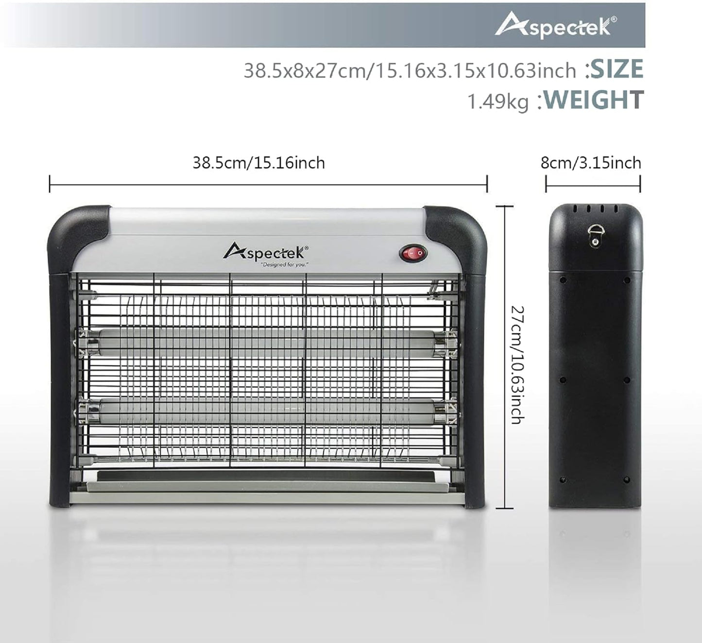 ASPECTEK 20W Electric Indoor Bug Zapper with Extra UV Bulbs – Mosquito and Fly Zapper for Kitchens, Bedrooms, Living Rooms, and Covered Spaces