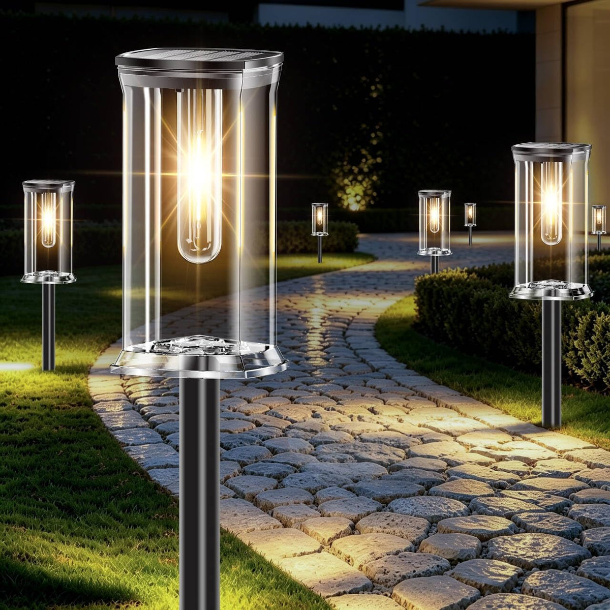 Solar Lights Outdoor, 12 Pack Led Solar Garden Lights Waterproof, Auto On/Off Small Size Outdoor Solar Lights for Patio, Driveway, Yard, Walkway, Pathway Landscape Lighting, Warm White