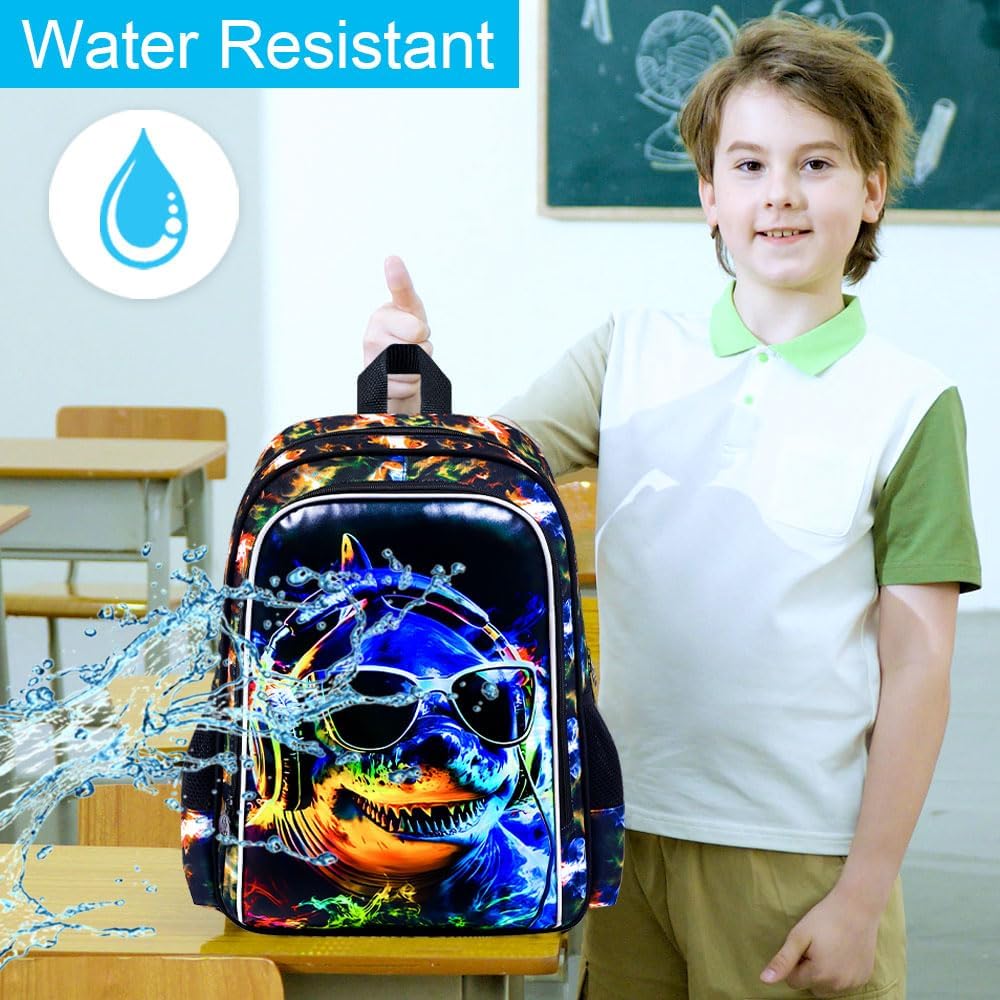 3pcs Backpack for Boys and Girls, 16” Kids Kindergarten Bookbag with Lunch Box, Cute Elementary Backpacks for Boy Girl