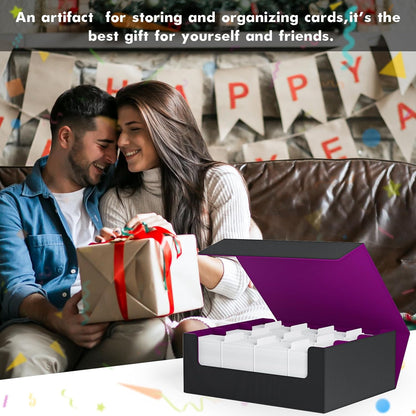 ZLCA Card Storage Box for MTG PTCG, Commander Deck Box Holds 3000+ Cards, Card Storage Case with 4 Stoppers, Card Organizer for TCG Sport Cards (Black)