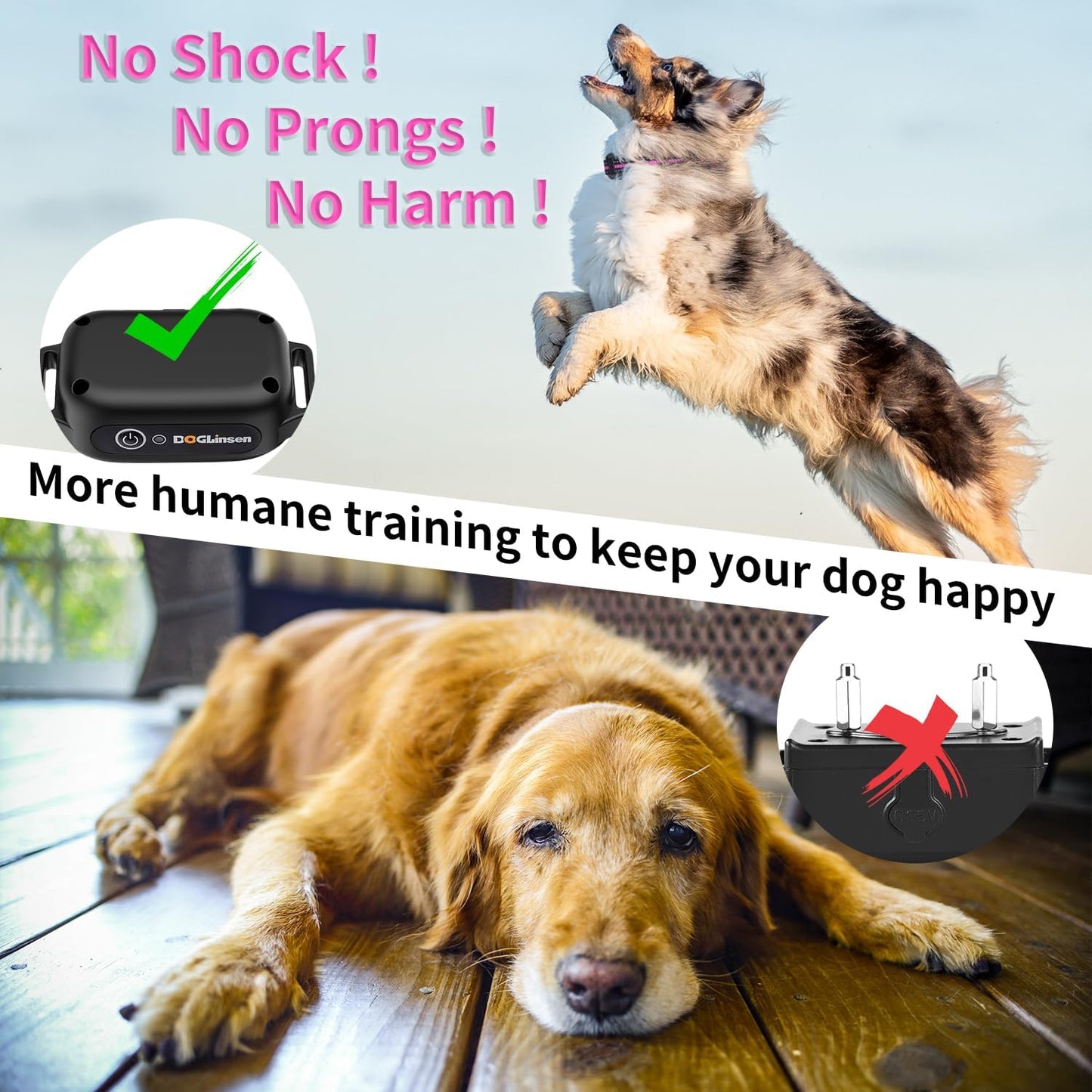 DOGLinsen No Shock Dog Training Collar with Remote 3300ft Range, Vibrating Dog Collar, Vibration Collar for Small Medium Large Dogs, 9 Style Tones and Vibration Collar