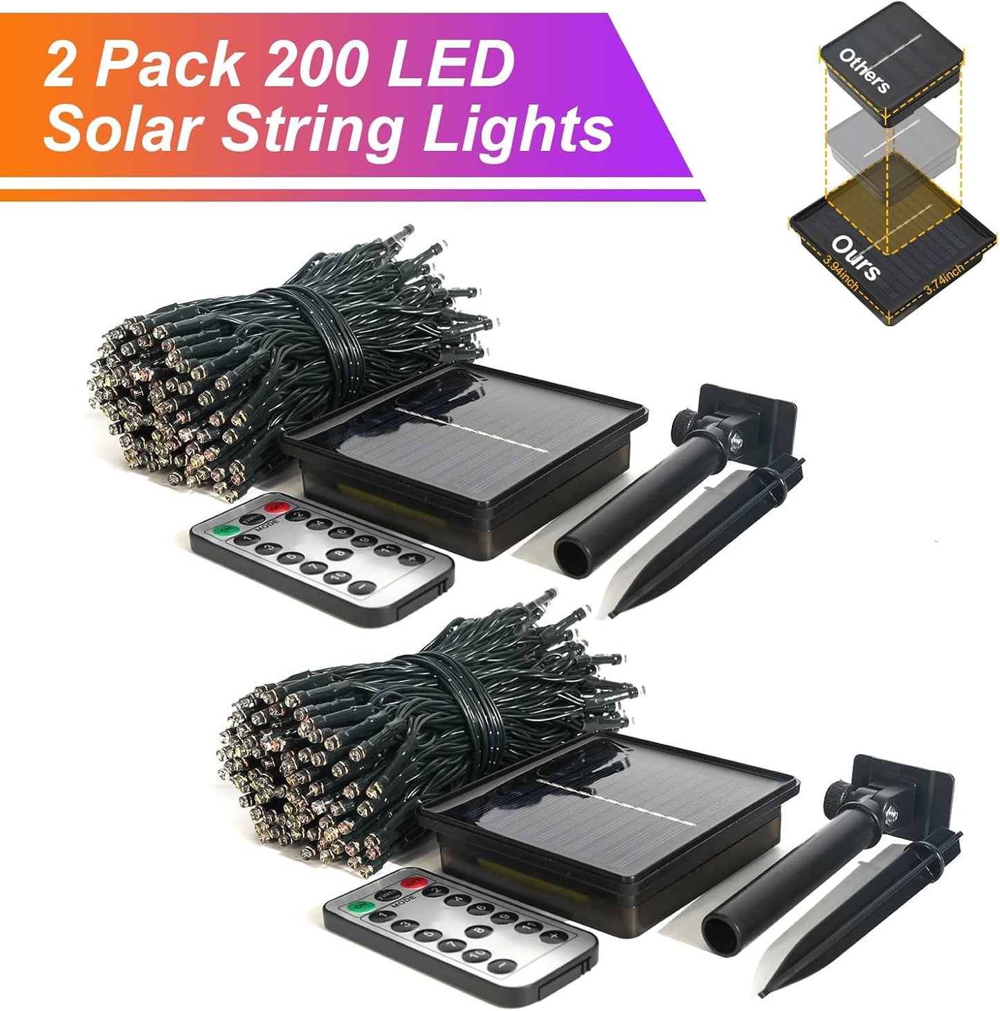 JMEXSUSS 2 Pack 75.5ft Orange Solar Christmas Lights, Total 400 LED Solar String Lights Outdoor Waterproof, 8 Modes Orange Halloween Lights for Tree Patio Garden Thanksgiving Halloween Decorations