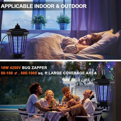 Electric Bug Zapper, 18W Mosquito Killer Outdoor IPX4 Waterproof, High Powered 4200V Electric Mosquito Zapper, Fly Trap for Home Garden Patio Office