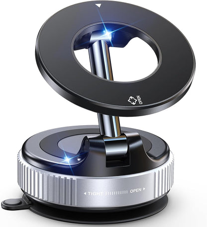 Jononser Vacuum Magnetic Suction Cup Phone Mount for Magsafe, 360° Adjustable Magnetic Phone Holder, Pocket Size Foldable Portable Cell Phone Holders for Your Car for All Smartphones & All Car Models