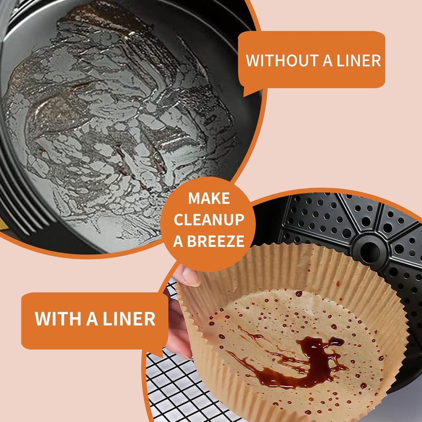 GOFFUGT Air Fryer Disposable Paper Liner,100PCS Round Airfryer Paper Liners,9" Natural Parchment Paper for Air Fryer Oil-Proof Water-Proof,Food Grade Parchment for AirFryer,Steamer,Microwave Etc