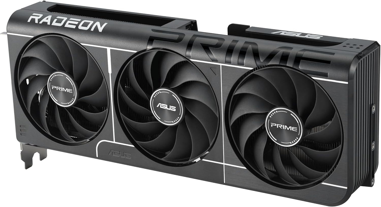 ASUS Prime Radeon™ RX 9060 XT 16GB GDDR6 OC Edition Graphics Card (PCIe 5.0, HDMI/DP 2.1, 2.5-Slot Design, axial-tech Fans, Dual Ball Fan Bearings, Dual BIOS, ASUS GPU Guard)