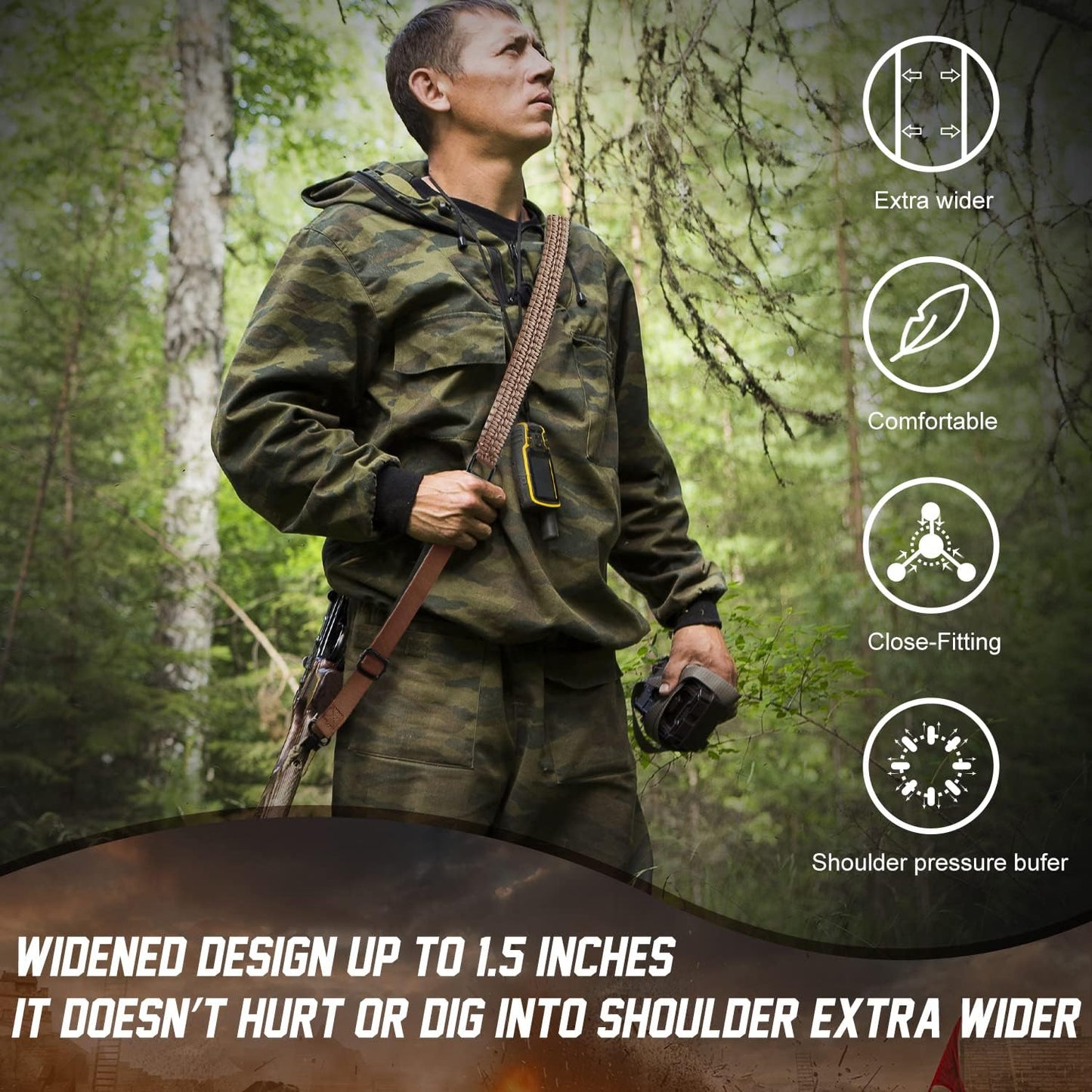 VVAAGG Two-Point Sling with Swivel, Non-Slip Paracord Sling with Adjustable Length Strap