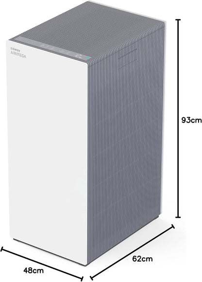 COWAY Air Purifiers for Whole Home Up to 4,253ft², 2 Sets of XL HEPA Filters and Washable Pre-Filters for Dual Purification, AQI, Turbo Mode, Timer, Wheels, 5yr Warranty, Airmega ProX White