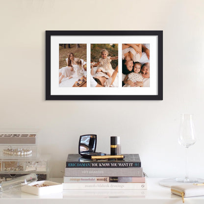 upsimples 11x14 Picture Frame, Display Pictures 8x10 with Mat or 11x14 Without Mat, Wall Hanging Photo Frames, Black