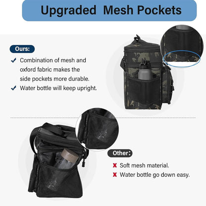 Lunch Box Cooler Bag - Insulated Tactical Lunchbox for Men - XLarge Lunch Pail Lunch Kit for Adults Work Outdoor Shifts Trips Black Camo 25L
