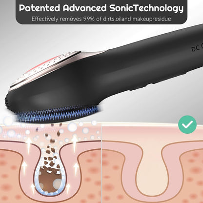 Landmore Silicone Face Scrubber, Waterproof Facial Cleansing Brush with Red Light Thermal Massage, Electric Face Scrubber with Nose Scrubber Exfoliator for Women/Men Deep Cleansing, Power Exfoliating