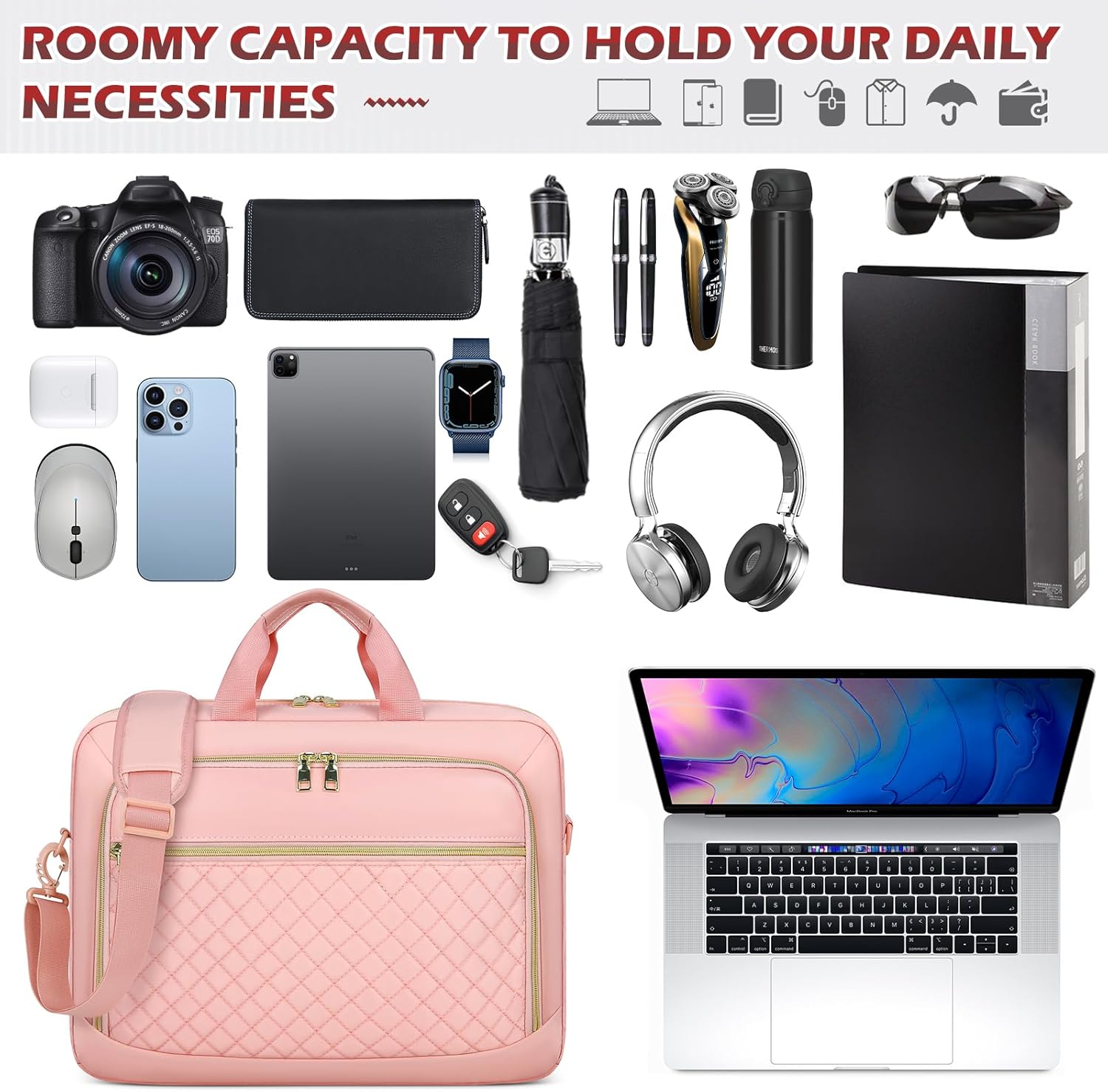Laptop Bag 17 Inch Laptop Briefcase for Women Waterproof Computer Messenger Bag Professional Laptop Case for Business Work - PuriLite