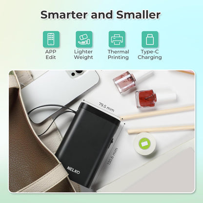 Nelko Label Maker Machine with Tape, P21 Portable Bluetooth Label Printer, Wireless Built-in Cutter Sticker Maker Mini Label Makers with Multiple Templates for School Organizing Office Home, White