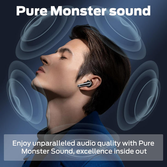 Monster N-Lite 203 AirLinks Wireless Earbuds, Bluetooth 5.3 Headphones HiFi Stereo, Wireless Earphones with 30H Playback, Type-C Charging, HD Clear Call, Touch Control, IPX6 Waterproof in-Ear Earbuds - PuriLite